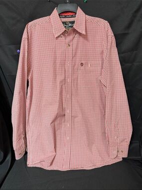 George Strait by Wrangler Red Gingham Long-Sleeve Dress Shirt